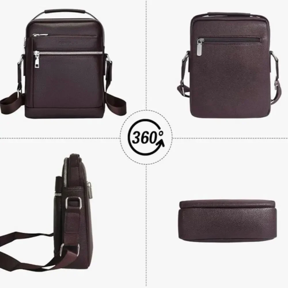 NEW WIWSI Brown PU Leather Men’s‎ Crossbody Messenger Shoulder Sling Bag